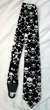 Unisex Black with White Skulls  Crossbones Neck tie 56" L x 3" W-Skulls Tie-New