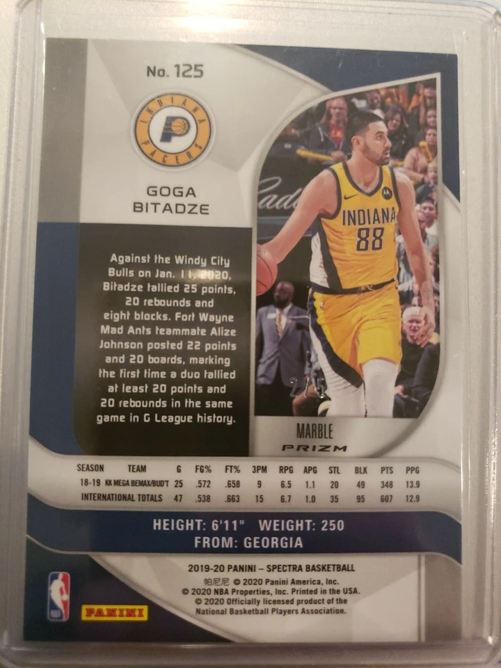 Rare 2019-20 Panini Spectra Marble Goga Bitadze Indiana Pacers #125 /5 - Image 2 of 2