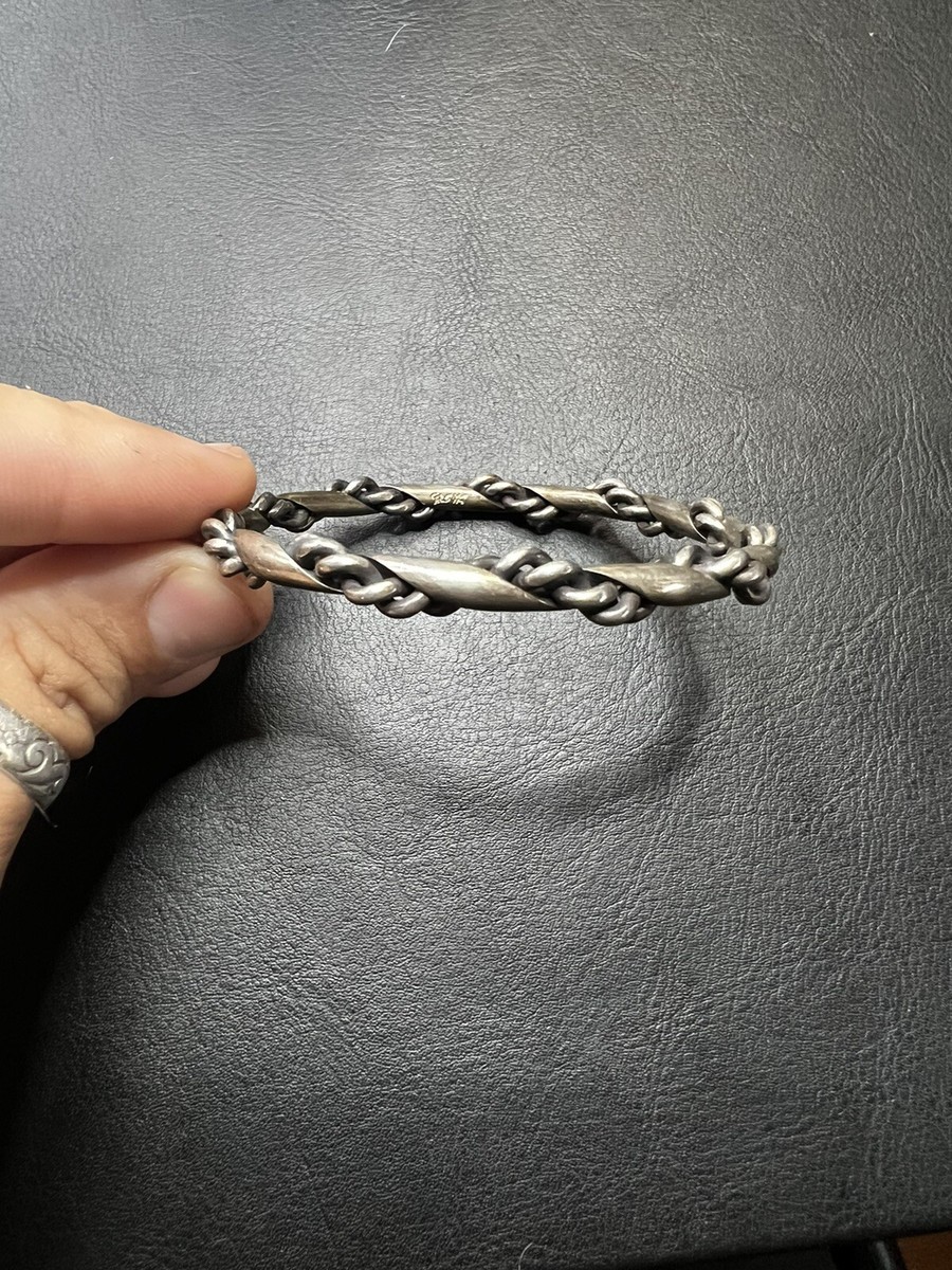 34.7g Vintage Sterling Silver 925 Twisted Bangle 7.75” Jewelry lot 