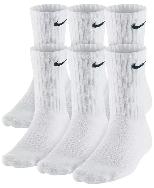 nike cushion crew socks white
