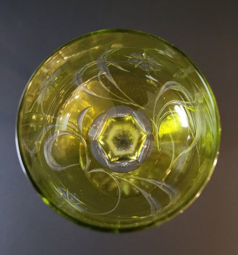 2 Vtg VAL ST LAMBERT Cut To Clear Crystal Wine Hocks / Glasses 7 3/4" Citrine - Picture 11 of 11