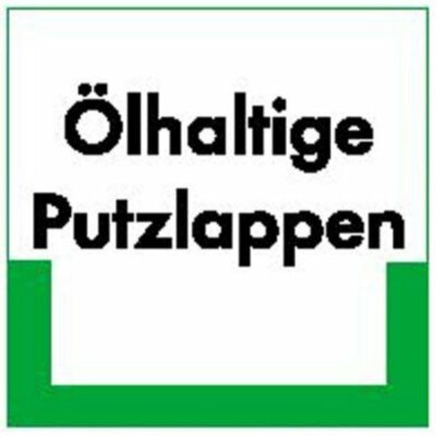 Aufkleber - Ölhaltige Putzlappen RESIGN/Textschild, PE-od. PP - 10x10cm DE398