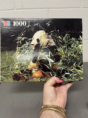 Vintage Unopened MB Puzzle Nature Giant Panda Bamboo 1000 Piece Puzzle 20"x26"