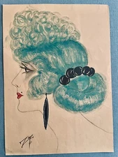 ART NOUVEAU PIN UP. SIGNED, LARGE FORMAT