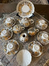 Russian Imperial Lomonosov Porcelain Tea Set My Garden 6/24 Russia 22k gold