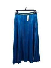 Anthropologie Maeve Pleated Blue Gold Trim Skirt Medium