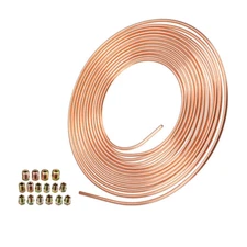 Copper Nickel Fuel/Brake Pipe Hose Line 25′ Diameter 3/16" 1 Roll W/Fitting Kit