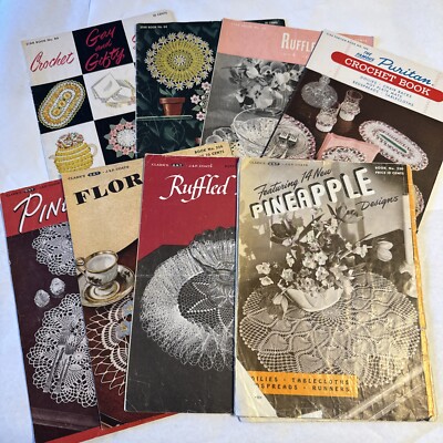 Vtg Bundle of 7 Crochet Magazines Books How to Doily Patterns Instructional