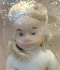 Vintage FIBRE CRAFT 3398 Porcelain Look 13 Doll Blond Hair Blue Eyes Soft