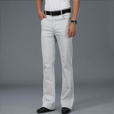 Men Bell Bottom Jeans Long Flared High Waist Denim Pants 60s Slim Trousers Smart
