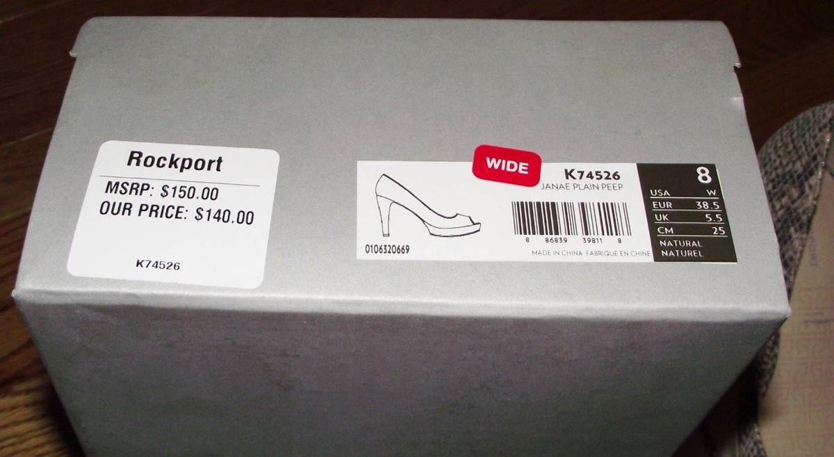しょう　2箱 NEW in Box Rockport Womens Janae Plain Peep High Heel Pumps Snake