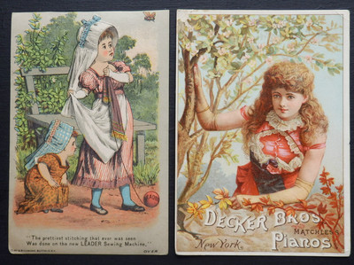 LEADER SEWING MACHINE PIANOS New York Victorian Trade Advertising Card