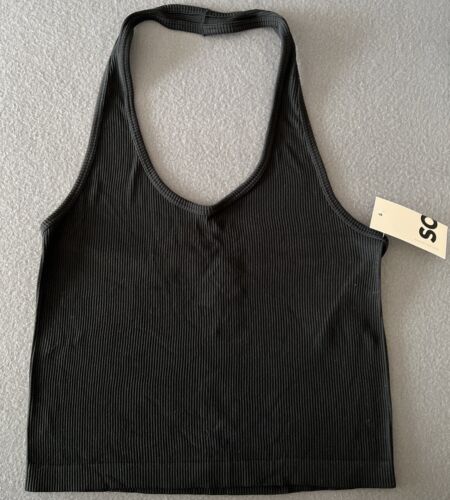 SO Women’s The Favorite Tank Army Black Large Round Neck Cropped