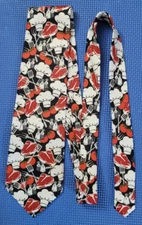 Buffalo Bay Omaha Steaks Neck Tie Tomato Meat Salt Pepper Chef Hat Fork 4" x 57"
