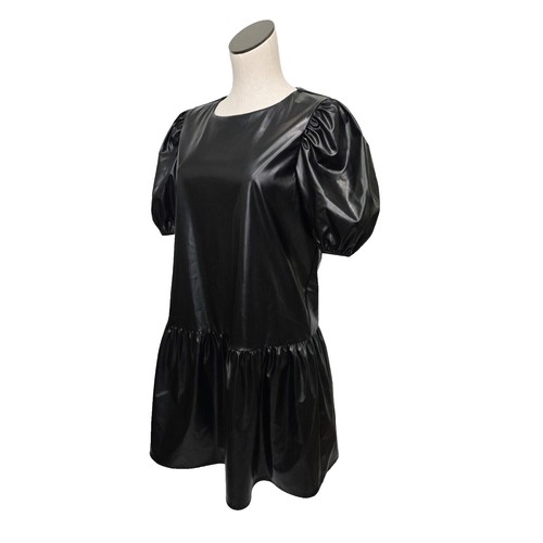 green emerald velvet dress Black Faux Leather Strapless Mini Dress main image 0