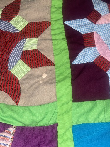 VTG Handmade Quilt Blanket Patchwork Tigers Pinwheel Heirloom (76”x97”?) KING - Picture 5 of 12