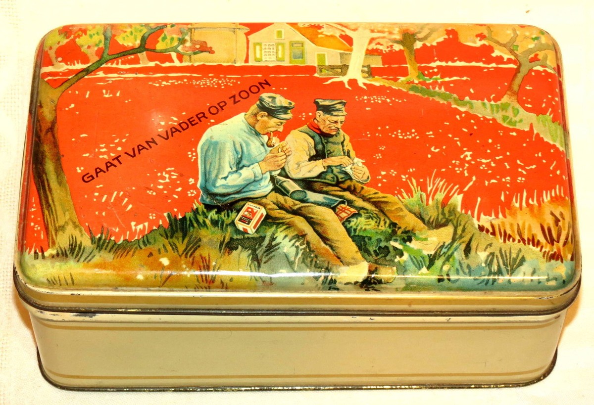 Dutch Rotterdam Van Nelle Father and Son Tobacco Tin 1920s