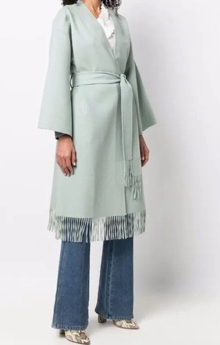 Zimmermann Women Mint Green Belted Wool Wrap Coat Sz 42IT/6US