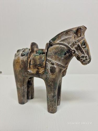 Vintage Japanese Haniwa Cast Iron Horse Figurine Censer With Removable Saddle - Picture 5 of 12