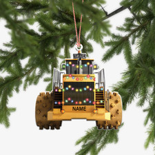 Personalized Bulldozer Ornament, Heavy Equipment Operator Christmas Ornament