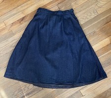 Sears Womens Modest Length Wrap Style Jean Denim Skirt Vintage VTG Pocket Sz 12