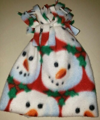 boys girls THICK DOUBLE LAYER WINTER SNOWMAN FLEECE HAT red tassel top ONE SIZE 