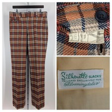 Vintage 60s Atomic Flannel Tartan Tweed Mod Pants Trousers 33 30 Unionmade USA