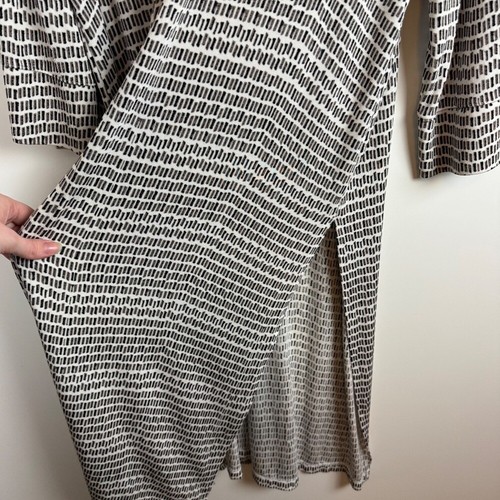 Chicos Travelers Classic Printed Duster Jacket Sz 2 (US 12/14) Button Front Long - Picture 4 of 12