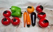 Murano Style Glass Fruits and Vegetables Set of 12