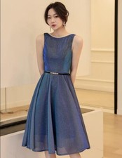 Elegant Round Collar Sleeveless Open Back A-line Mini Gown Party Evening Dress