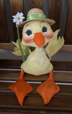 Vintage 14   Annalee Dolls Easter Duck With Daisy Hat Plush Figure 1991