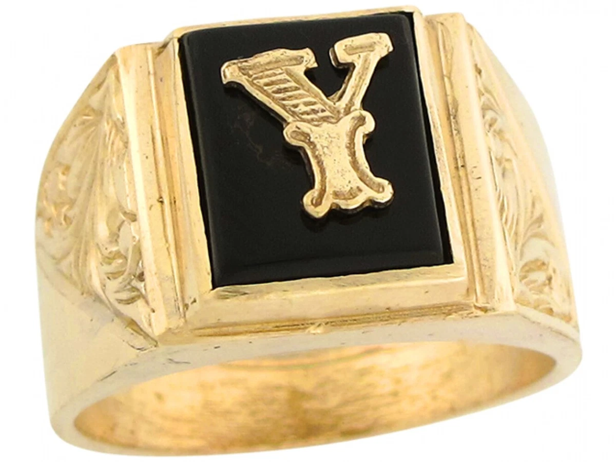 Mens 14k gold initial rings clearance
