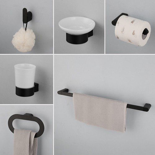 Accesorios para secador de pelo de montaje en pared para toallas de baño negro - Imagen 3 de 40