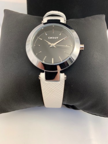 DKNY Damen Stanhope schwarzes Zifferblatt weißes Leder Quarz Uhr NY2198 - Bild 4 von 10