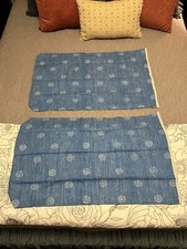 Two Martex Pillowcases New 100% Cotton Made In USA Blue Ivory Snowflake