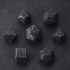 Metal Polyhedral Dice Set Tarnished Black DnD Pathfinder Call of Cthulhu Rogue