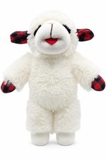 Multipet Small Holiday Lambchop Dog Toy Plush Plaid 7" Small, White