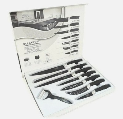 x Küchenmesser Set 7-teilig Antihaftbeschichtung und Gemüseschäler