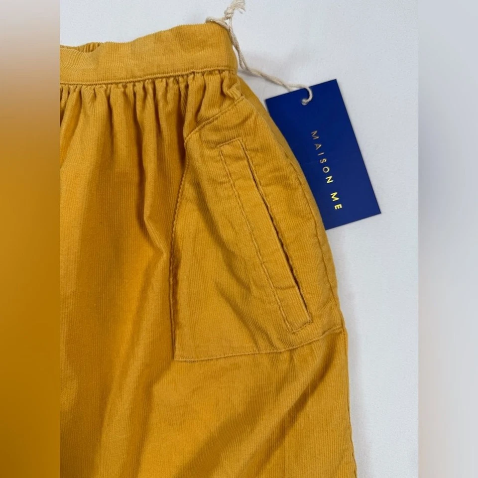 NUEVO CON ETIQUETAS MAISON ME Niñas Amarillo Mostaza Pana Cintura Elástica Falda Circular Talla 8 Foto 4 de 4