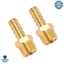 2 Pack Brass Hose Fittings - 3/8" Barb x 3/8" NPT Male Pipe