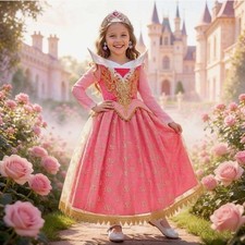 Aurora Sleeping Beauty Pink Princess Dress Halloween Costume Girls Sz. 7-8 Years