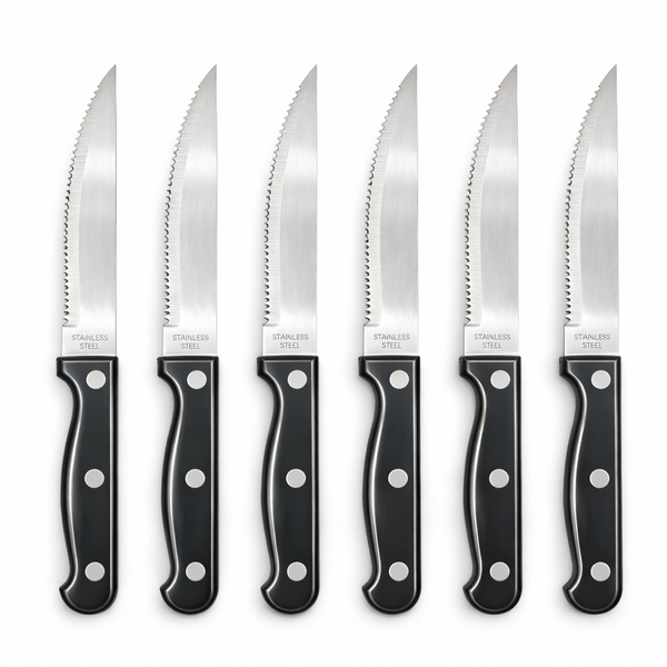 6X Steakmesser Set Edelstahl – Extra Scharf Fleischmesser Grillbesteck-image