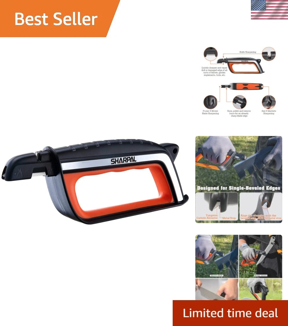 Professional 3-in-1 Sharpener for Knives and Gardening Tools - Easy Grip Design
