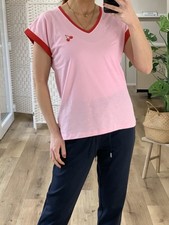 FREE/QUENT  VIVA  Basic T-SHIRT Rosa Stickdetail Rote Kirschen versch. Gr. (H3)