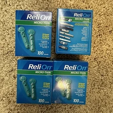 4 Boxes ReliOn Micro-Thin Lancets 100 ct (400 total) 33 Gauge for Micro Sampling