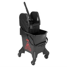Jantex Mop Bucket Wringer Red Print Tall Wheeled Heavy Duty High Handle - 21L