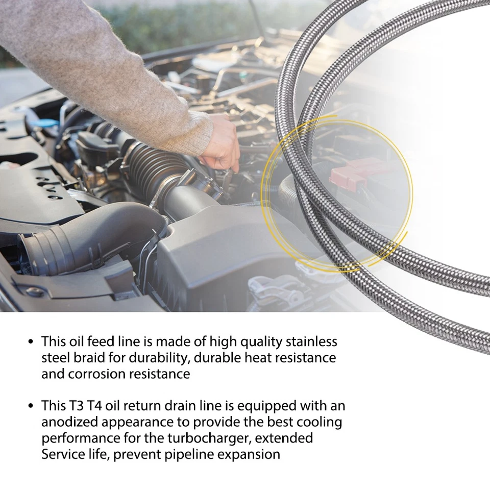 41" TURBO 90 GRAUS ÓLEO DE ALIMENTAÇÃO NPT LINE KIT 1/8 4AN T3 T4 T60 T61 T70 Universal - Imagem 2 de 4