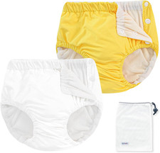 2 Packs Reusable Swim Diapers Toddler Baby Swim Diaper Size 1 Washable Snap Pool
