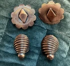 Vintage Copper Clip-On Earrings  Swirl Design Costume Jewelry Lot Of 2