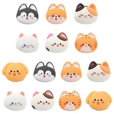 14x Resin Cat Brooches Lapel Pin Backs Dog Head Badge for Backpack Clothes Decor